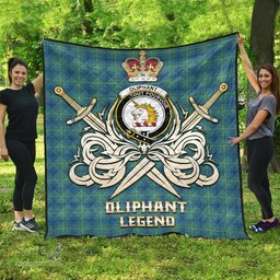 ScotsTee Shop Scottish Oliphant Ancient Clan Crest Tartan Quilt The Golden Sword of Courageous Legacy Quilt