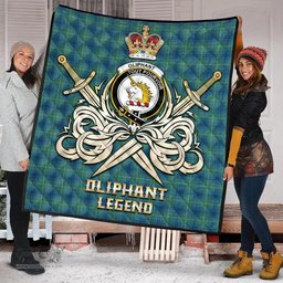 ScotsTee Shop Scottish Oliphant Ancient Clan Crest Tartan Quilt The Golden Sword of Courageous Legacy Quilt