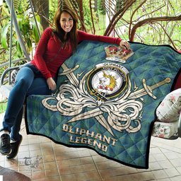 ScotsTee Shop Scottish Oliphant Ancient Clan Crest Tartan Quilt The Golden Sword of Courageous Legacy Quilt