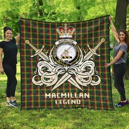 ScotsTee Shop Scottish MacMillan Ancient Clan Crest Tartan Quilt The Golden Sword of Courageous Legacy Quilt