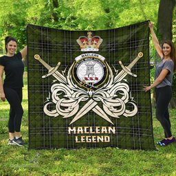 ScotsTee Shop Scottish MacLean Hunting Clan Crest Tartan Quilt The Golden Sword of Courageous Legacy Quilt