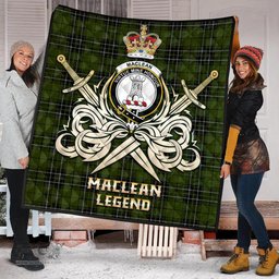 ScotsTee Shop Scottish MacLean Hunting Clan Crest Tartan Quilt The Golden Sword of Courageous Legacy Quilt