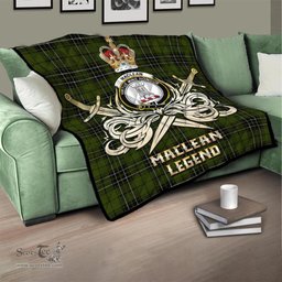 ScotsTee Shop Scottish MacLean Hunting Clan Crest Tartan Quilt The Golden Sword of Courageous Legacy Quilt