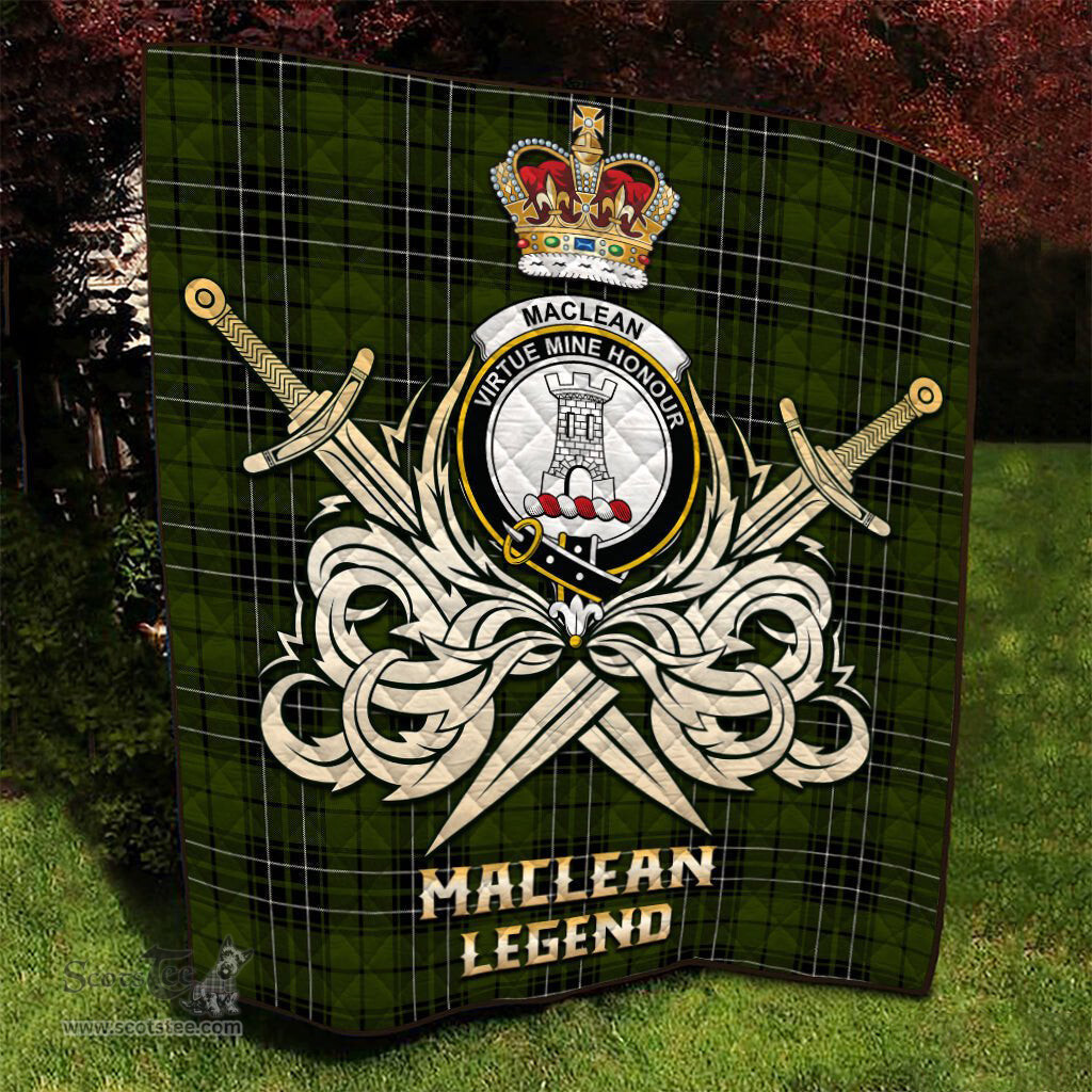 ScotsTee Shop Scottish MacLean Hunting Clan Crest Tartan Quilt The Golden Sword of Courageous Legacy Quilt