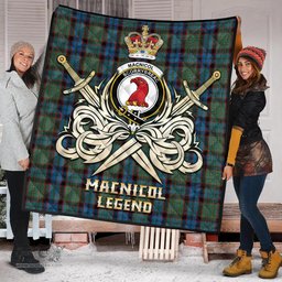ScotsTee Shop Scottish MacNicol Hunting Clan Crest Tartan Quilt The Golden Sword of Courageous Legacy Quilt
