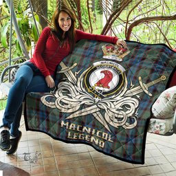 ScotsTee Shop Scottish MacNicol Hunting Clan Crest Tartan Quilt The Golden Sword of Courageous Legacy Quilt