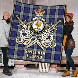 ScotsTee Shop Scottish Sinclair Dress Clan Crest Tartan Quilt The Golden Sword of Courageous Legacy Quilt