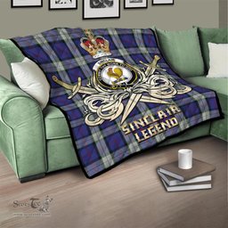 ScotsTee Shop Scottish Sinclair Dress Clan Crest Tartan Quilt The Golden Sword of Courageous Legacy Quilt