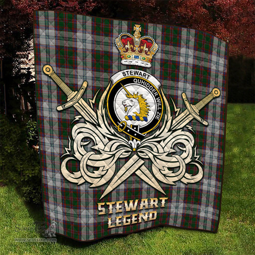 ScotsTee Shop Scottish Stewart of Appin Dress Clan Crest Tartan Quilt The Golden Sword of Courageous Legacy Quilt