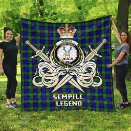 ScotsTee Shop Scottish Sempill Modern Clan Crest Tartan Quilt The Golden Sword of Courageous Legacy Quilt