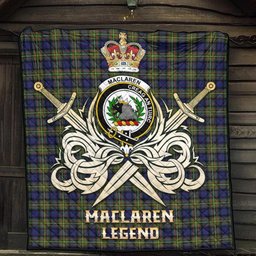 ScotsTee Shop Scottish MacLaren Modern Clan Crest Tartan Quilt The Golden Sword of Courageous Legacy Quilt