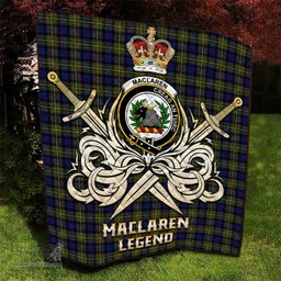ScotsTee Shop Scottish MacLaren Modern Clan Crest Tartan Quilt The Golden Sword of Courageous Legacy Quilt