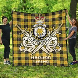 ScotsTee Shop Scottish MacLeod of Lewis Ancient Clan Crest Tartan Quilt The Golden Sword of Courageous Legacy Quilt