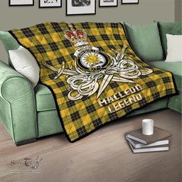 ScotsTee Shop Scottish MacLeod of Lewis Ancient Clan Crest Tartan Quilt The Golden Sword of Courageous Legacy Quilt