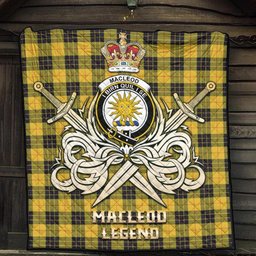 ScotsTee Shop Scottish MacLeod of Lewis Ancient Clan Crest Tartan Quilt The Golden Sword of Courageous Legacy Quilt