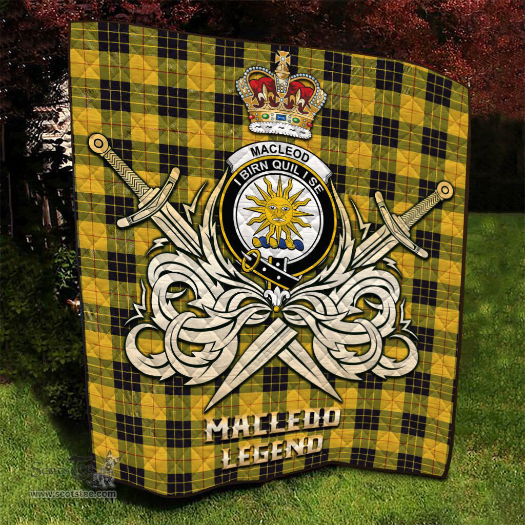 ScotsTee Shop Scottish MacLeod of Lewis Ancient Clan Crest Tartan Quilt The Golden Sword of Courageous Legacy Quilt