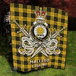 ScotsTee Shop Scottish MacLeod of Lewis Ancient Clan Crest Tartan Quilt The Golden Sword of Courageous Legacy Quilt