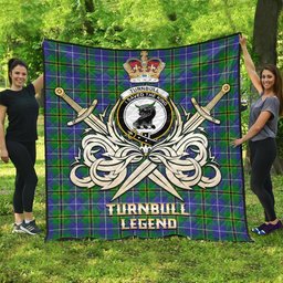 ScotsTee Shop Scottish Turnbull Hunting Clan Crest Tartan Quilt The Golden Sword of Courageous Legacy Quilt