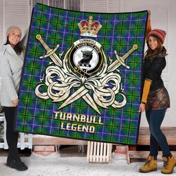 ScotsTee Shop Scottish Turnbull Hunting Clan Crest Tartan Quilt The Golden Sword of Courageous Legacy Quilt