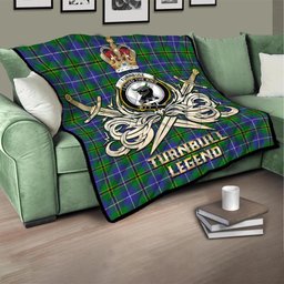 ScotsTee Shop Scottish Turnbull Hunting Clan Crest Tartan Quilt The Golden Sword of Courageous Legacy Quilt