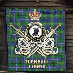 ScotsTee Shop Scottish Turnbull Hunting Clan Crest Tartan Quilt The Golden Sword of Courageous Legacy Quilt