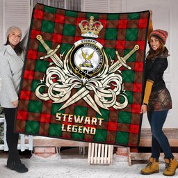 ScotsTee Shop Scottish Stewart Atholl Modern Clan Crest Tartan Quilt The Golden Sword of Courageous Legacy Quilt