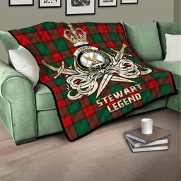 ScotsTee Shop Scottish Stewart Atholl Modern Clan Crest Tartan Quilt The Golden Sword of Courageous Legacy Quilt