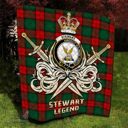 ScotsTee Shop Scottish Stewart Atholl Modern Clan Crest Tartan Quilt The Golden Sword of Courageous Legacy Quilt