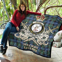 ScotsTee Shop Scottish MacRae Hunting Ancient Clan Crest Tartan Quilt The Golden Sword of Courageous Legacy Quilt