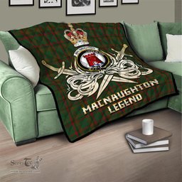 ScotsTee Shop Scottish Macnaughton Hunting Clan Crest Tartan Quilt The Golden Sword of Courageous Legacy Quilt