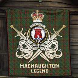 ScotsTee Shop Scottish Macnaughton Hunting Clan Crest Tartan Quilt The Golden Sword of Courageous Legacy Quilt