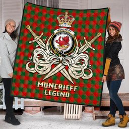 ScotsTee Shop Scottish Moncrieff Modern Clan Crest Tartan Quilt The Golden Sword of Courageous Legacy Quilt