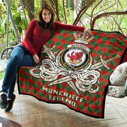 ScotsTee Shop Scottish Moncrieff Modern Clan Crest Tartan Quilt The Golden Sword of Courageous Legacy Quilt