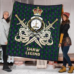 ScotsTee Shop Scottish Shaw Clan Crest Tartan Quilt The Golden Sword of Courageous Legacy Quilt