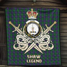 ScotsTee Shop Scottish Shaw Clan Crest Tartan Quilt The Golden Sword of Courageous Legacy Quilt