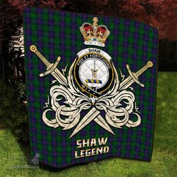 ScotsTee Shop Scottish Shaw Clan Crest Tartan Quilt The Golden Sword of Courageous Legacy Quilt
