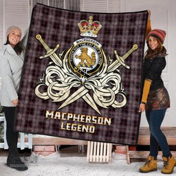 ScotsTee Shop Scottish MacPherson Hunting Clan Crest Tartan Quilt The Golden Sword of Courageous Legacy Quilt