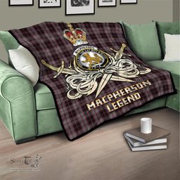 ScotsTee Shop Scottish MacPherson Hunting Clan Crest Tartan Quilt The Golden Sword of Courageous Legacy Quilt
