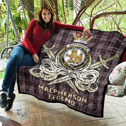 ScotsTee Shop Scottish MacPherson Hunting Clan Crest Tartan Quilt The Golden Sword of Courageous Legacy Quilt