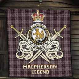 ScotsTee Shop Scottish MacPherson Hunting Clan Crest Tartan Quilt The Golden Sword of Courageous Legacy Quilt