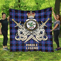 ScotsTee Shop Scottish Maule Clan Crest Tartan Quilt The Golden Sword of Courageous Legacy Quilt