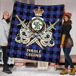 ScotsTee Shop Scottish Maule Clan Crest Tartan Quilt The Golden Sword of Courageous Legacy Quilt