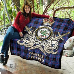 ScotsTee Shop Scottish Maule Clan Crest Tartan Quilt The Golden Sword of Courageous Legacy Quilt