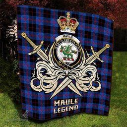 ScotsTee Shop Scottish Maule Clan Crest Tartan Quilt The Golden Sword of Courageous Legacy Quilt