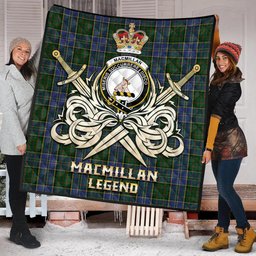 ScotsTee Shop Scottish MacMillan Hunting Clan Crest Tartan Quilt The Golden Sword of Courageous Legacy Quilt
