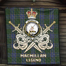 ScotsTee Shop Scottish MacMillan Hunting Clan Crest Tartan Quilt The Golden Sword of Courageous Legacy Quilt