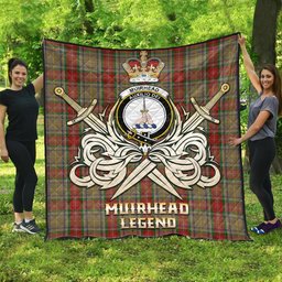 ScotsTee Shop Scottish Muirhead Old Clan Crest Tartan Quilt The Golden Sword of Courageous Legacy Quilt