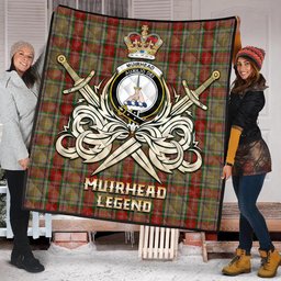 ScotsTee Shop Scottish Muirhead Old Clan Crest Tartan Quilt The Golden Sword of Courageous Legacy Quilt