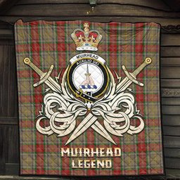 ScotsTee Shop Scottish Muirhead Old Clan Crest Tartan Quilt The Golden Sword of Courageous Legacy Quilt