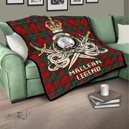 ScotsTee Shop Scottish MacLean Clan Crest Tartan Quilt The Golden Sword of Courageous Legacy Quilt